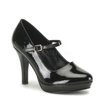 Sexy WIDE WIDTH Womens Mini Platform Black 4&quot; Heel Mary Janes Costume Shoes - £50.47 GBP