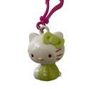 Sanrio Hello Kitty Green Outfit and Bow Vintage 2000 Key Chain Y2K 2 inch - $3.84