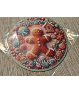 Round Wooden Gingerbread Man Sign Pink &amp; Green 8&quot; - $183.57 MXN