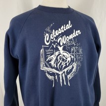 Vintage Celestial Wonder Sweatshirt XL Blue Crew Neck 50/50 Christmas Holiday - $17.99