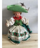 Vintage Celluloid Doll 1950s  Green Lace Amazing Detail 10” Western Germ... - $16.57