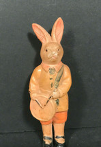 Celluloid Easter Bunny Rabbit drummer Toy Japan VTG Antique  - $59.39