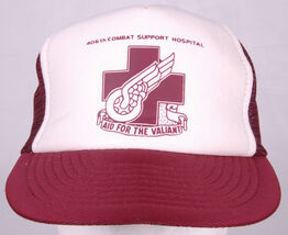 Vtg 406th COMBAT SUPPORT HOSPITAL Trucker Hat-Maroon-Mesh-Snapback-Aid 4... - $18.74