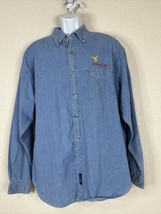 Port Authority Men Size L Light Blue Chambray Shirt WV Mountaineers Oracle - £6.96 GBP