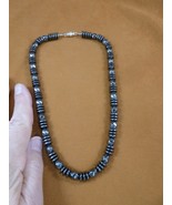 (v484-C) 16&quot; Black Hematite Iron oxide 7x8mm Beads GEM bead Necklace JEW... - $700.07 MXN