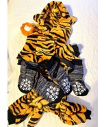 Pet Outfit Bengal Tiger One Piece With Hood Non Slip Socks Size S/M 20 X... - £19.67 GBP