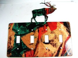 Reindeer Quadruple Light Switch Cover Plate by Steel Images USA 6215ee - £42.71 GBP