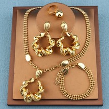 African Jewelry Sets Fashion Dubai Wedding Earrings Pendant Necklace Bracelet Fo - £64.27 GBP