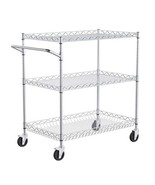 3-Tier Utility Cart Rolling Cart on Wheels 30&quot;x18&quot;x32.4&quot; 661 LBS 6 Hooks - $91.19