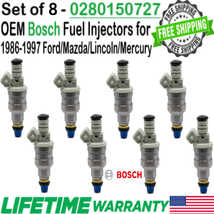 #0280150727 Genuine 8 Sets Bosch Fuel Injectors For 1987-1989 Ford F-350 4.9L I6 - £124.88 GBP