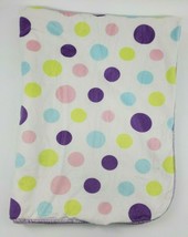 Kidgets Baby Blanket Polka Dot Purple Pink Blue Green Circles Sherpa Back B34 - £23.58 GBP