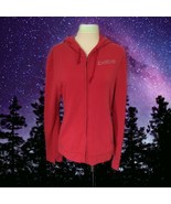 Y2K Bebe Rhinestone Hoodie Large Jacket Sweatshirt Logo Red Zip Front Po... - £26.22 GBP