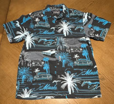 Newport Blue Hawaiian Shirt Mens Size M Ford Mustang Classic Car Beach V... - $18.41