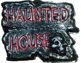 Gothic Warning Sign-HAUNTED HOUSE-Wall Door Plaque Halloween Prop Decora... - £7.74 GBP