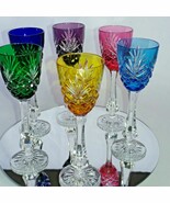 Faberge  Odessa Colored Crystal Cordial  Glasses  Set of 6 in the origin... - $1,450.00