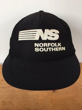 Vtg Norfolk Southern NS Black Train Nerd One Size Snapback Mesh Trucker Hat Cap - £37.54 GBP