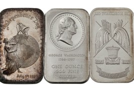 1975-1985 Madison Mint 1 oz Silver Bar Lot of 3 Patriotic Art Bars - £133.43 GBP