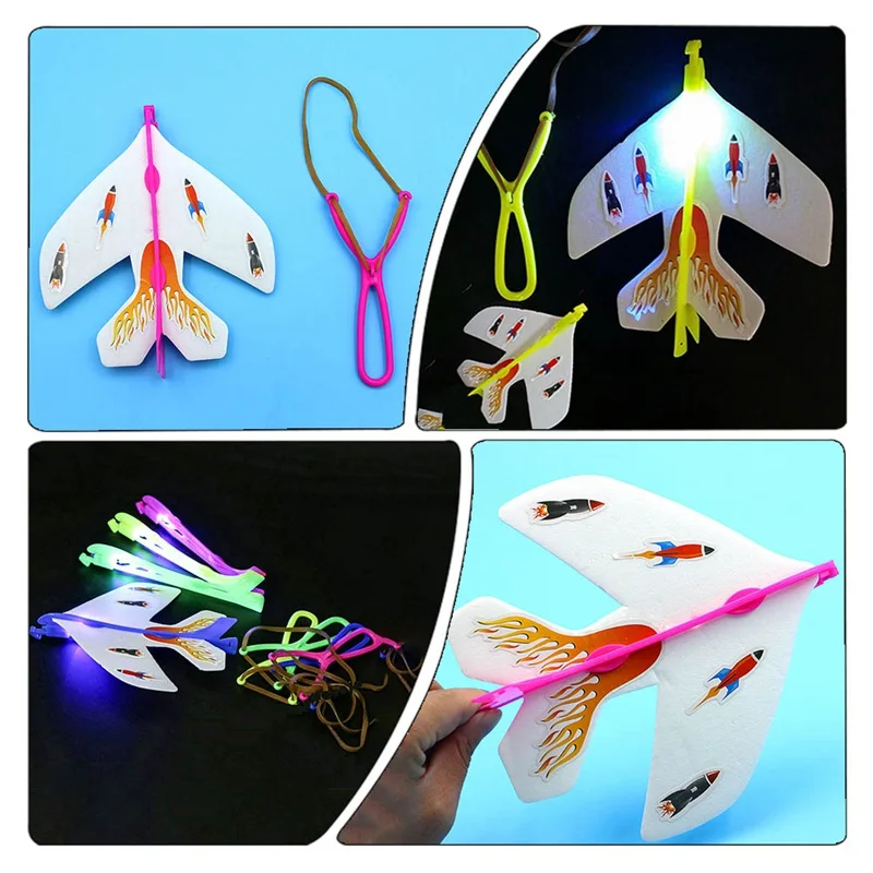 Glowing catapult airplane light sling glider plane kids education launcher flash bouncy thumb200