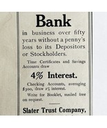 1906 Slater Trust Company Advertisement Banking Rhode Island 5.25 x 3.25" - $368.72 MXN 1906 Slater Trust Company Advertisement Banking Rhode Island 5.25 x 3.25" - $368.72 MXN