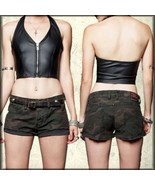 Lip Service Military Womens Rock Cut Off Denim Jean Shorts Camo Green NE... - $35.99