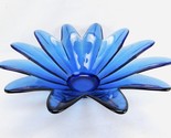 Transparent Cobalt Blue Glass 12-Petal Flower Centerpiece Fruit Bowl, Vi... - £46.21 GBP