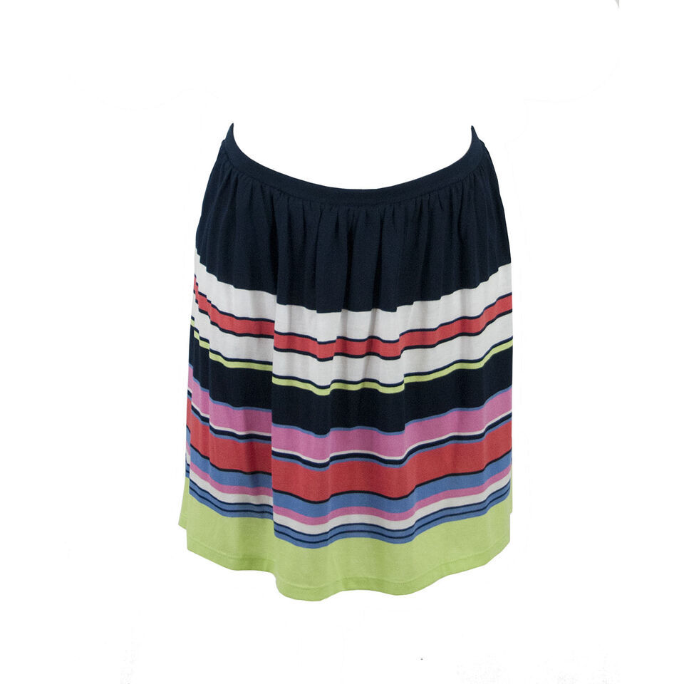 Juicy Couture Navy Lime Multicolor Stripe A Line Knit Black Label Skirt ... - $15.77