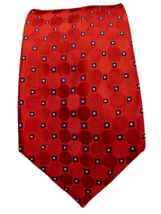 Tommy Hilfiger Designer Men&#39;s 100% Silk Red Navy Logo Neck Tie - £31.10 GBP