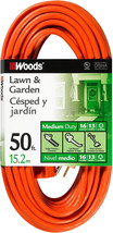 50 foot Orange Extension Cord 16/3 Lawn Garden 3 Prong 13 amp Woods 0268 - £29.67 GBP
