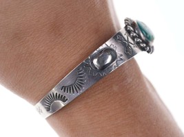 Fred Harvey Era Native American Sterling/turquoise Heavy stamped cuff x - £106.83 GBP