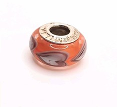 NEW Chamilia Charm - Orange Row of Hearts OB-197 Sterling Silver Murano ... - $21.78