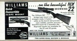1957 Print Ad Williams Scopes on Browning .22 Rifles Davison,MI - £6.58 GBP