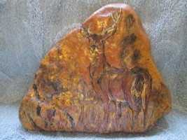 1972 Joan Sears Miller, Uvalde, Texas, Texas artist, hill country buck on rock - $30.00