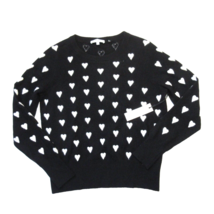 NWT White + Warren Polka-Heart Crewneck in Black White Cashmere Sweater L $385 - £103.60 GBP