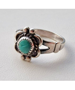 BELL TRADING PICTO HALLMARK 925 STERLING SILVER TURQUOISE RING SIZE 6 - $49.53 CAD
