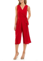 NEW ROBBIE BEE RED CAREER WIDE LEG BELTED JERSEY JUMPSUIT SIZE XL - £44.72 GBP