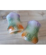 Vintage Frosted Orange Green Purple Glass Lamp Shade Set of 2 Damage* - $30.63 CAD