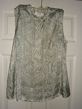 JOE FRESH Short Sleeve Gray &amp; Beige Summer Leopard Print Blouse Sz M (NWOT) - £7.92 GBP