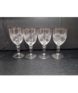 Czech Crystal Wine Glasses Set, Engraved Antique Design, Vtg Gold Trim G... - $81.46 CAD