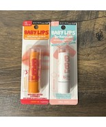 Lot 2 Maybelline Baby Lips Dr. Rescue - 55 Coral Crave &amp; 15 Cherry Me Li... - $17.70 CAD