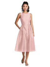 Thread TH066...Bateau Neck Open-Back Pleated Skirt Midi Dress...Rose...S... - £59.85 GBP