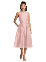 Thread TH066...Bateau Neck Open-Back Pleated Skirt Midi Dress...Rose...S... - £59.98 GBP