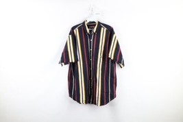 Vtg 90s Streetwear Mens Large Faded Striped Color Block Collared Button Shirt - £35.87 GBP