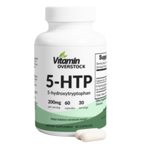 Vitamin Overstock 5-HTP 200mg, 60 Capsules (5-Hydroxytryptophan) - Gluten Free - £12.54 GBP