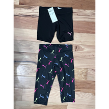 Puma Workout Pants &amp; Shorts 2 Piece Toddler Girls 4T Black Pull On Logo New - £18.18 GBP