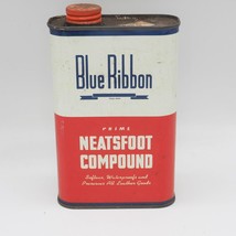 Blue Ribbon Prime Neatsfoot Compound Tin Can Advertising Design - $35.41