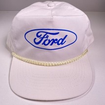 FORD White &amp; Blue Snapback Trucker Hat KC Vtg - £46.56 GBP