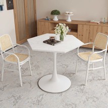 Modern Hexagonal Coffee Table: Marble Top, Metal Base for Living Room - $175.99