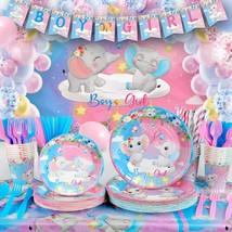 327Pcs Gender Reveal Party Supplies, Baby Shower Decorations Serves 25 Guests, B - £58.81 GBP