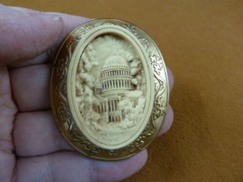 CL2-13) WASHINGTON D.C. Capitol building ivory CAMEO oval Pendant Jewelry brooch - £28.07 GBP