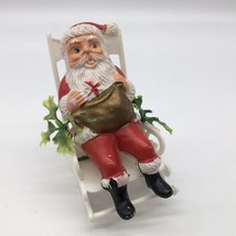 Vtg Mid Century Christmas Santa Claus In Rocking Chair Tabletop Plastic Decor - £12.66 GBP